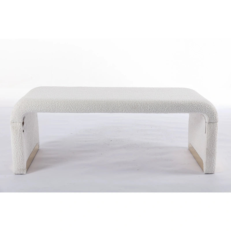 Multi-Color Boucle Fabric Bench Ottoman with Gold Metal Legs for 1–2 Person