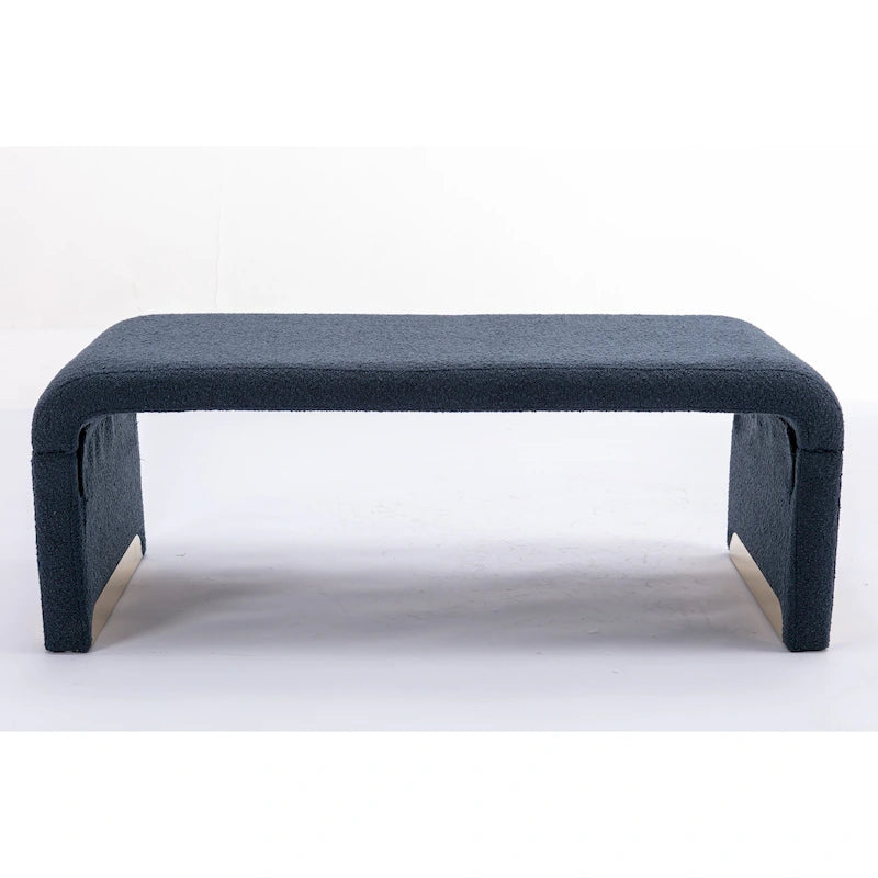 Multi-Color Boucle Fabric Bench Ottoman with Gold Metal Legs for 1–2 Person
