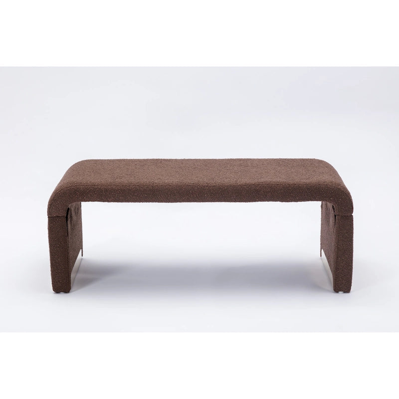 Multi-Color Boucle Fabric Bench Ottoman with Gold Metal Legs for 1–2 Person