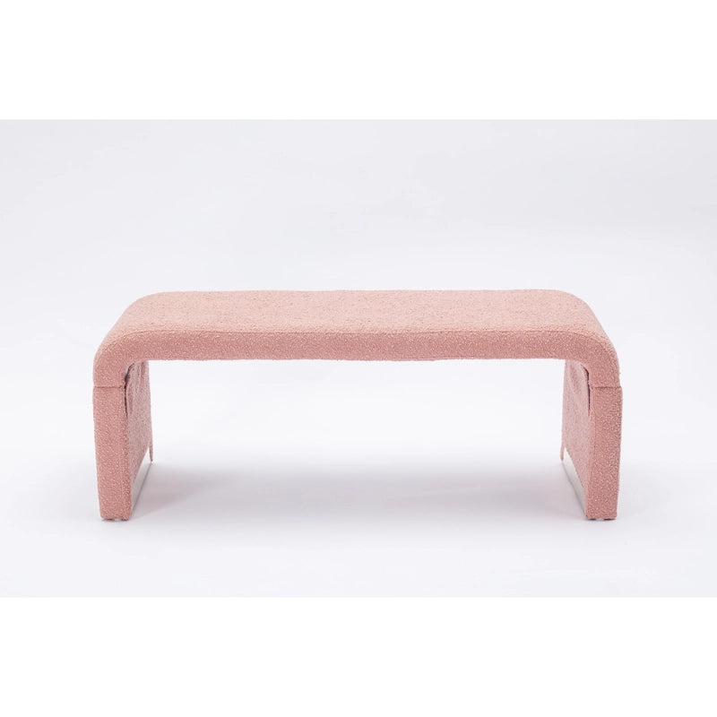 Multi-Color Boucle Fabric Bench Ottoman with Gold Metal Legs for 1–2 Person