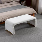 Multi-Color Boucle Fabric Bench Ottoman with Gold Metal Legs for 1–2 Person