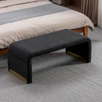 Multi-Color Boucle Fabric Bench Ottoman with Gold Metal Legs for 1–2 Person