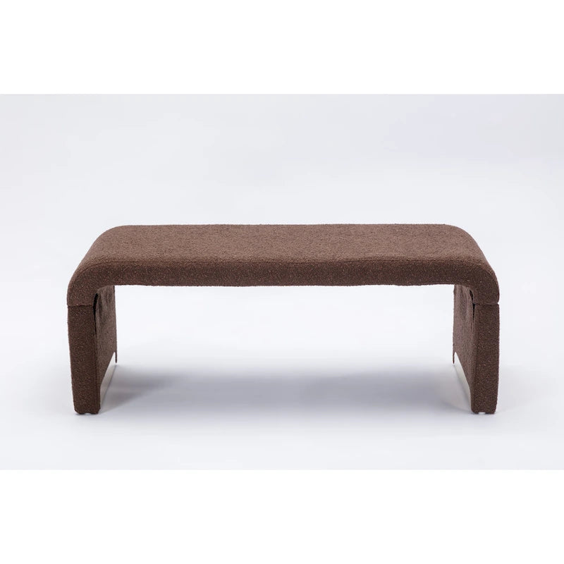 Multi-Color Boucle Fabric Bench Ottoman with Gold Metal Legs for 1–2 Person