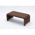 Multi-Color Boucle Fabric Bench Ottoman with Gold Metal Legs for 1–2 Person