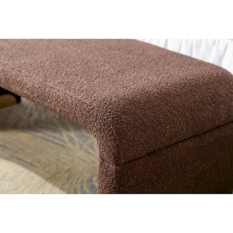 Multi-Color Boucle Fabric Bench Ottoman with Gold Metal Legs for 1–2 Person