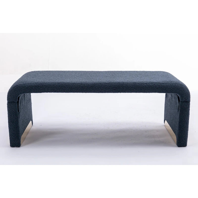 Multi-Color Boucle Fabric Bench Ottoman with Gold Metal Legs for 1–2 Person