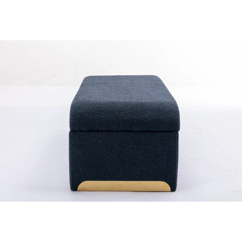 Multi-Color Boucle Fabric Bench Ottoman with Gold Metal Legs for 1–2 Person