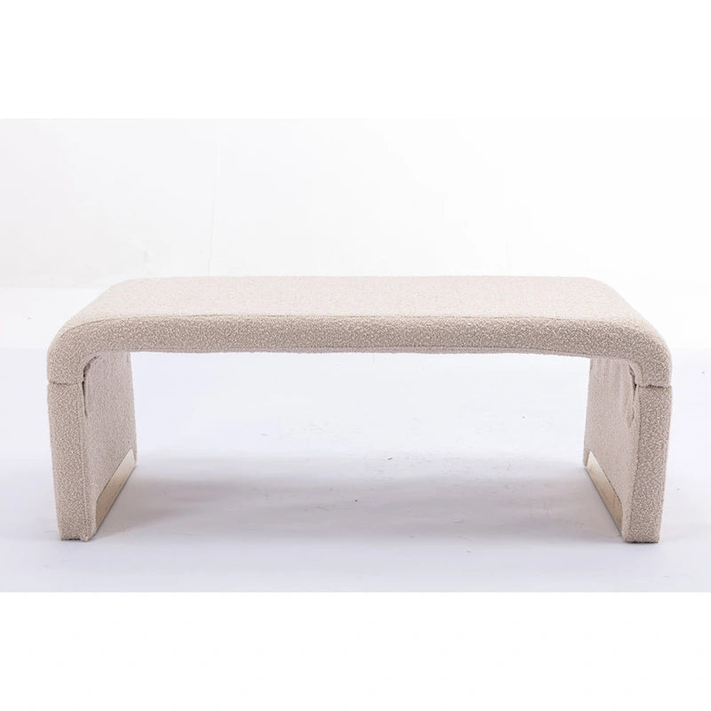 Multi-Color Boucle Fabric Bench Ottoman with Gold Metal Legs for 1–2 Person