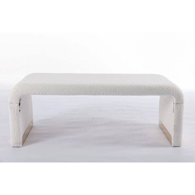 Multi-Color Boucle Fabric Bench Ottoman with Gold Metal Legs for 1–2 Person