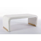 Multi-Color Boucle Fabric Bench Ottoman with Gold Metal Legs for 1–2 Person