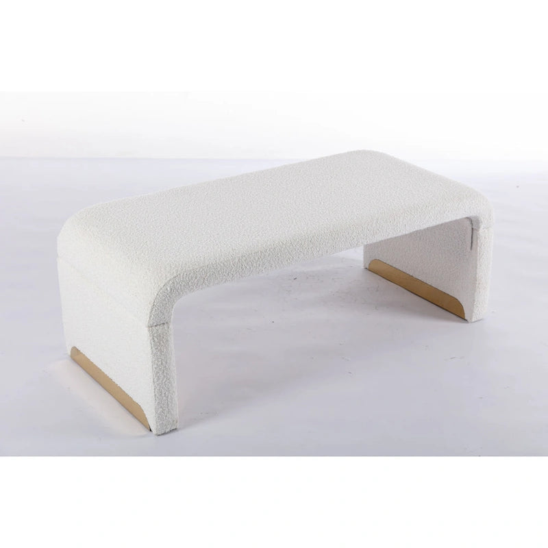 Multi-Color Boucle Fabric Bench Ottoman with Gold Metal Legs for 1–2 Person