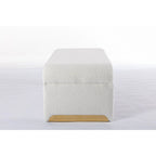 Multi-Color Boucle Fabric Bench Ottoman with Gold Metal Legs for 1–2 Person