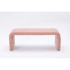 Multi-Color Boucle Fabric Bench Ottoman with Gold Metal Legs for 1–2 Person
