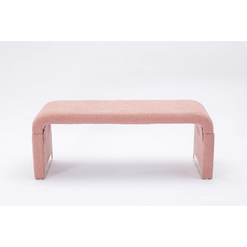 Multi-Color Boucle Fabric Bench Ottoman with Gold Metal Legs for 1–2 Person