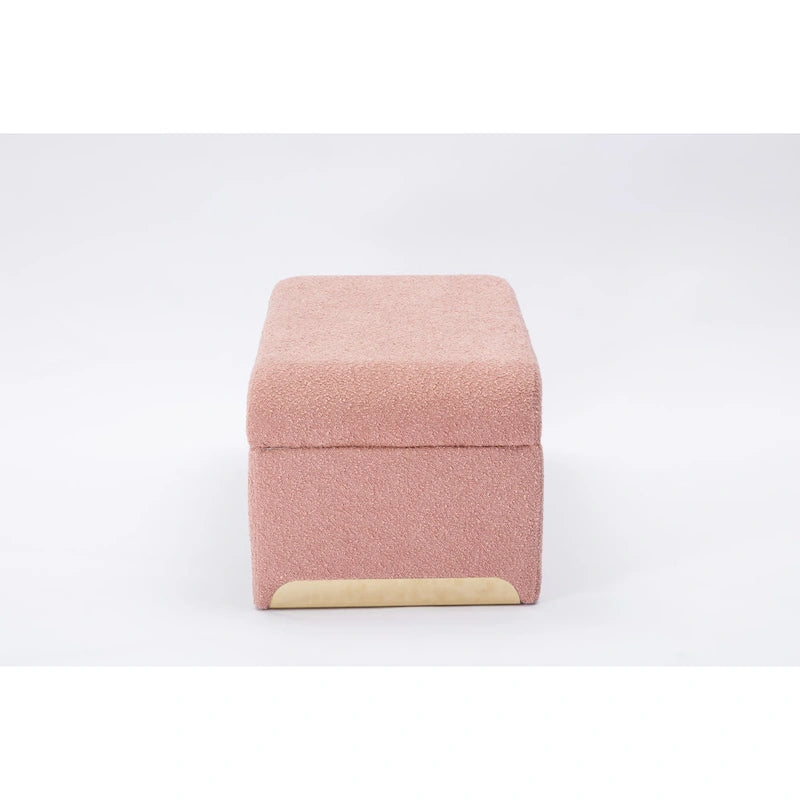 Multi-Color Boucle Fabric Bench Ottoman with Gold Metal Legs for 1–2 Person