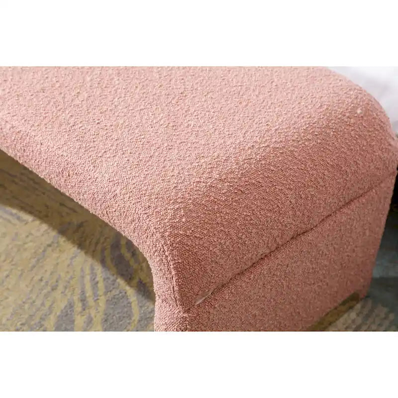 Multi-Color Boucle Fabric Bench Ottoman with Gold Metal Legs for 1–2 Person