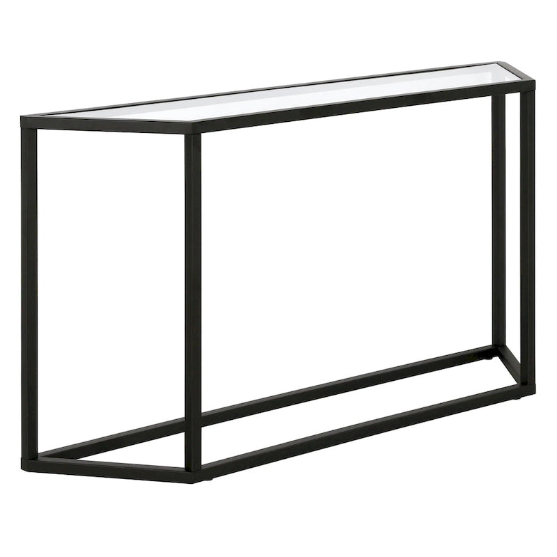 Blackened Bronze / Gold / Silver Steel Frame Console Table with Tempered Glass Top for 1–2 Person