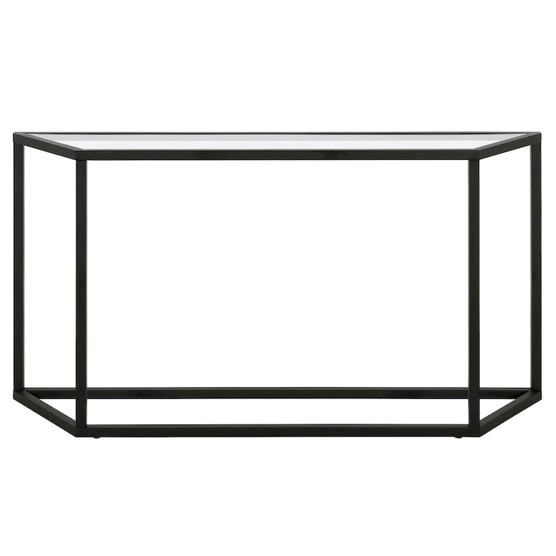 Blackened Bronze / Gold / Silver Steel Frame Console Table with Tempered Glass Top for 1–2 Person