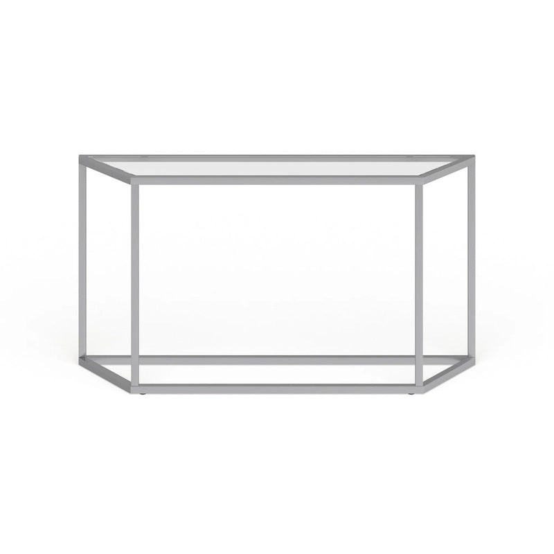 Blackened Bronze / Gold / Silver Steel Frame Console Table with Tempered Glass Top for 1–2 Person