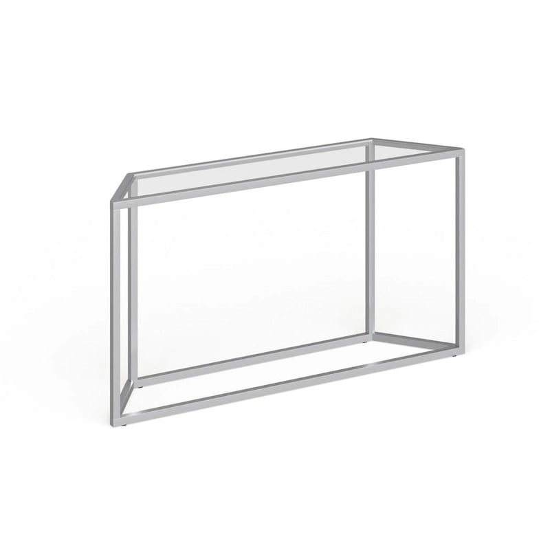 Blackened Bronze / Gold / Silver Steel Frame Console Table with Tempered Glass Top for 1–2 Person