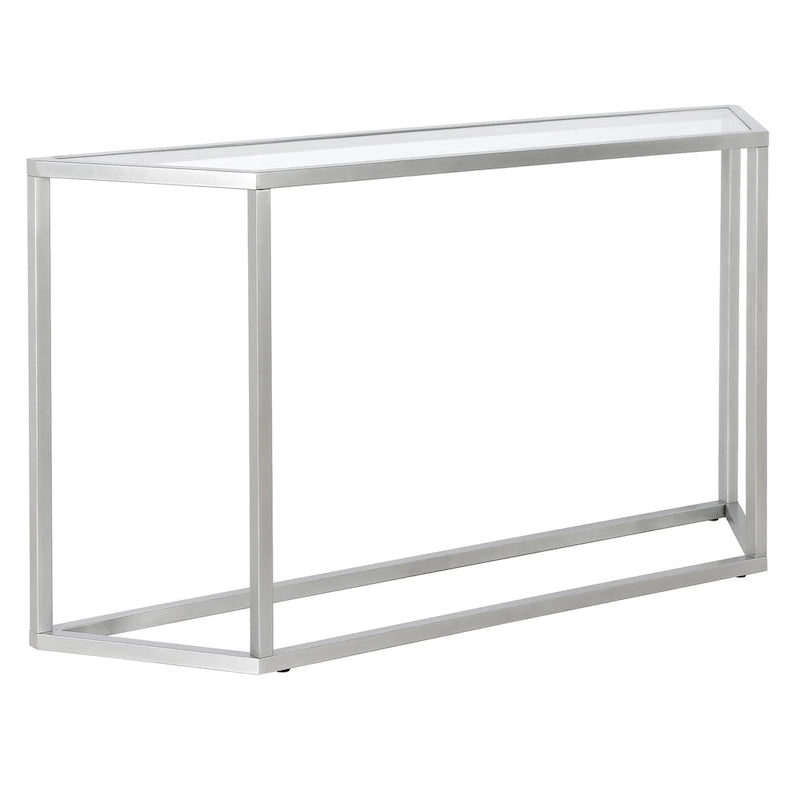 Blackened Bronze / Gold / Silver Steel Frame Console Table with Tempered Glass Top for 1–2 Person