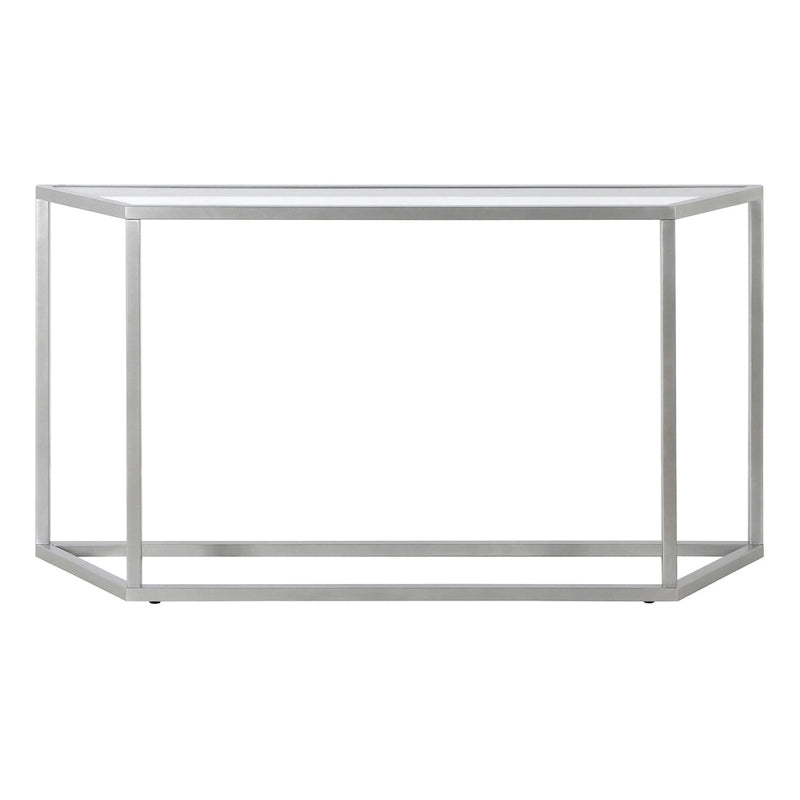 Blackened Bronze / Gold / Silver Steel Frame Console Table with Tempered Glass Top for 1–2 Person