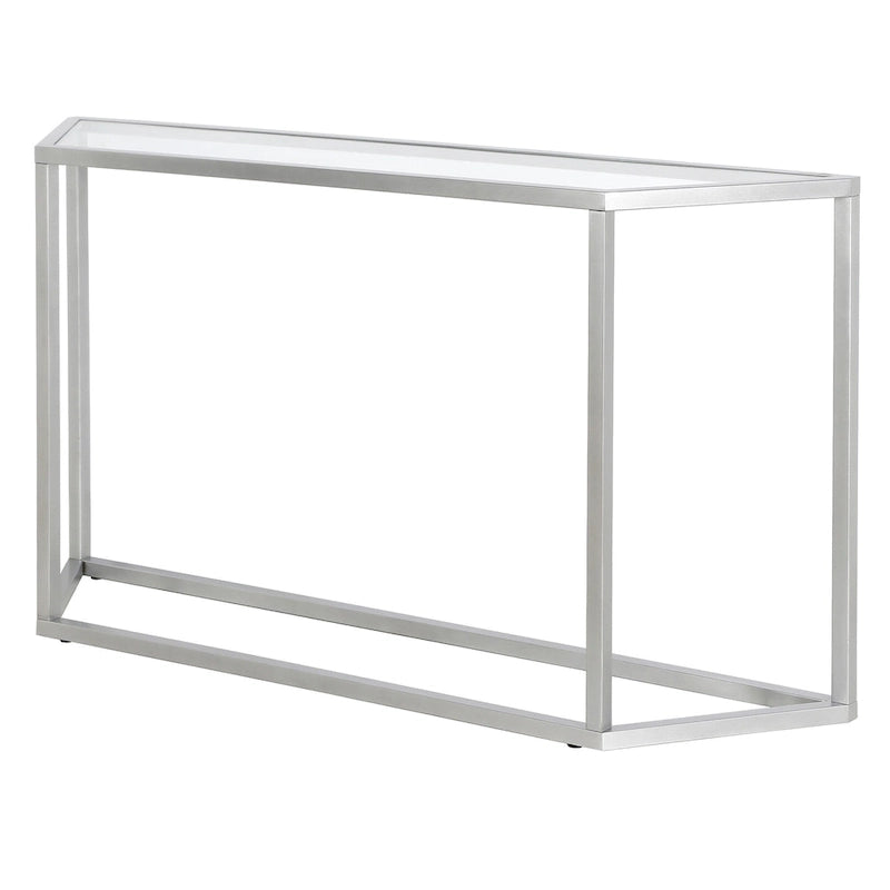 Blackened Bronze / Gold / Silver Steel Frame Console Table with Tempered Glass Top for 1–2 Person