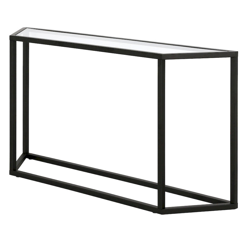 Blackened Bronze / Gold / Silver Steel Frame Console Table with Tempered Glass Top for 1–2 Person