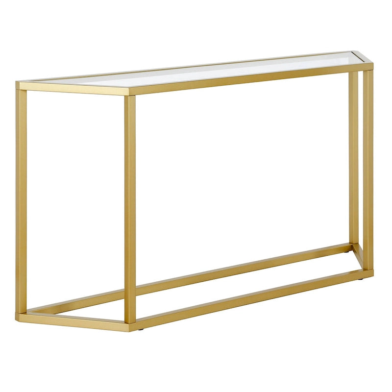 Blackened Bronze / Gold / Silver Steel Frame Console Table with Tempered Glass Top for 1–2 Person
