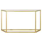 Blackened Bronze / Gold / Silver Steel Frame Console Table with Tempered Glass Top for 1–2 Person