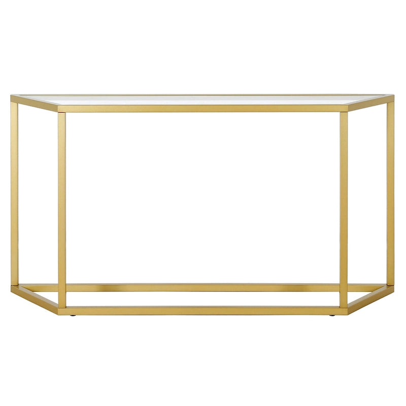 Blackened Bronze / Gold / Silver Steel Frame Console Table with Tempered Glass Top for 1–2 Person