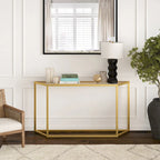 Blackened Bronze / Gold / Silver Steel Frame Console Table with Tempered Glass Top for 1–2 Person