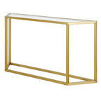 Blackened Bronze / Gold / Silver Steel Frame Console Table with Tempered Glass Top for 1–2 Person