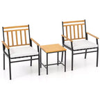 Costway 3-teiliges Outdoor-Möbelset mit Couchtisch, Hochleistungs-Metallrahmen für Balkon