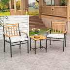 Costway 3-teiliges Outdoor-Möbelset mit Couchtisch, Hochleistungs-Metallrahmen für Balkon