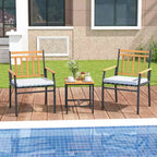 Costway 3-teiliges Outdoor-Möbelset mit Couchtisch, Hochleistungs-Metallrahmen für Balkon