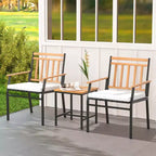 Costway 3-teiliges Outdoor-Möbelset mit Couchtisch, Hochleistungs-Metallrahmen für Balkon