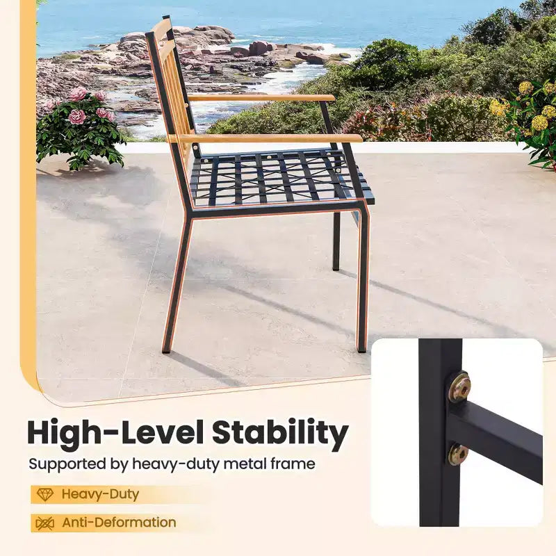Costway 3-teiliges Outdoor-Möbelset mit Couchtisch, Hochleistungs-Metallrahmen für Balkon