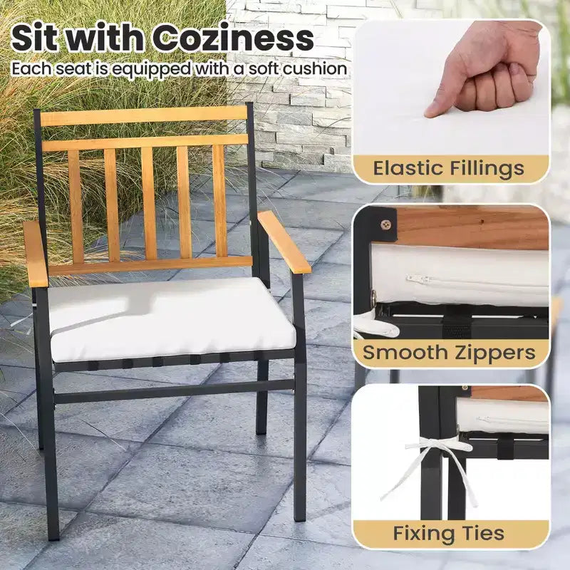 Costway 3-teiliges Outdoor-Möbelset mit Couchtisch, Hochleistungs-Metallrahmen für Balkon