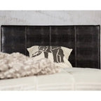 Brown Faux Leather Low-Profile Platform Bed with Crocodile Texture and Tapered Legs for 1–2 Person