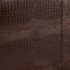 Brown Faux Leather Low-Profile Platform Bed with Crocodile Texture and Tapered Legs for 1–2 Person