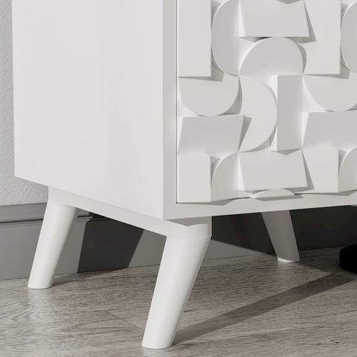 Ash Grey Mango Solid Wood Nightstand with 1 Door and 1 Drawer for 1 Person