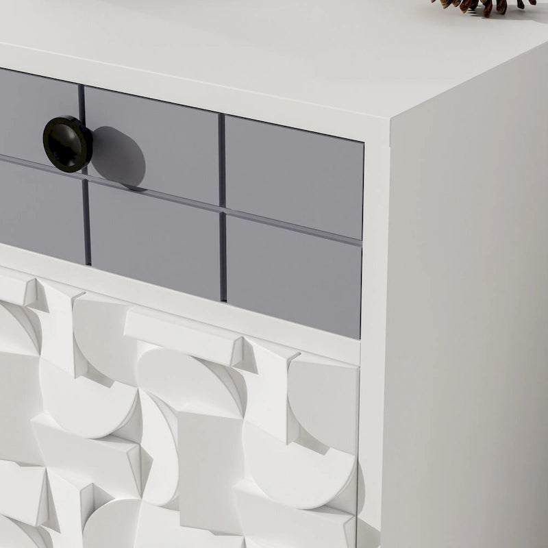 Ash Grey Mango Solid Wood Nightstand with 1 Door and 1 Drawer for 1 Person
