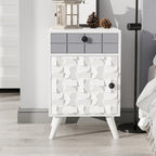 Ash Grey Mango Solid Wood Nightstand with 1 Door and 1 Drawer for 1 Person