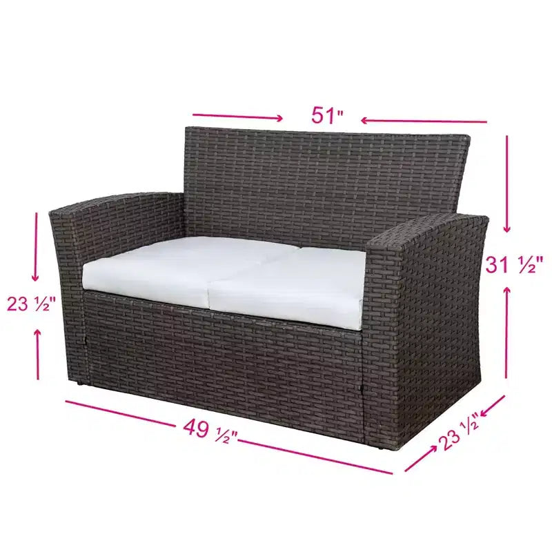 WestinTrends 4-teiliges Outdoor Rattan-Sofa-Set mit Couchtisch