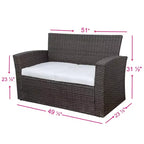 WestinTrends 4-teiliges Outdoor Rattan-Sofa-Set mit Couchtisch