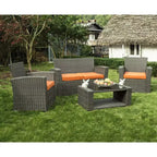 WestinTrends 4-teiliges Outdoor Rattan-Sofa-Set mit Couchtisch