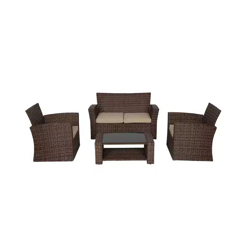 WestinTrends 4-teiliges Outdoor Rattan-Sofa-Set mit Couchtisch