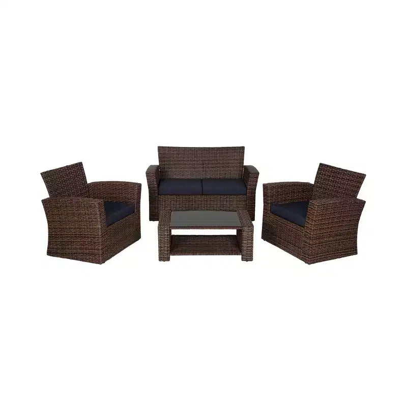 WestinTrends 4-teiliges Outdoor Rattan-Sofa-Set mit Couchtisch