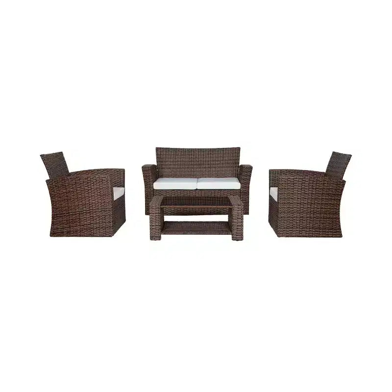 WestinTrends 4-teiliges Outdoor Rattan-Sofa-Set mit Couchtisch